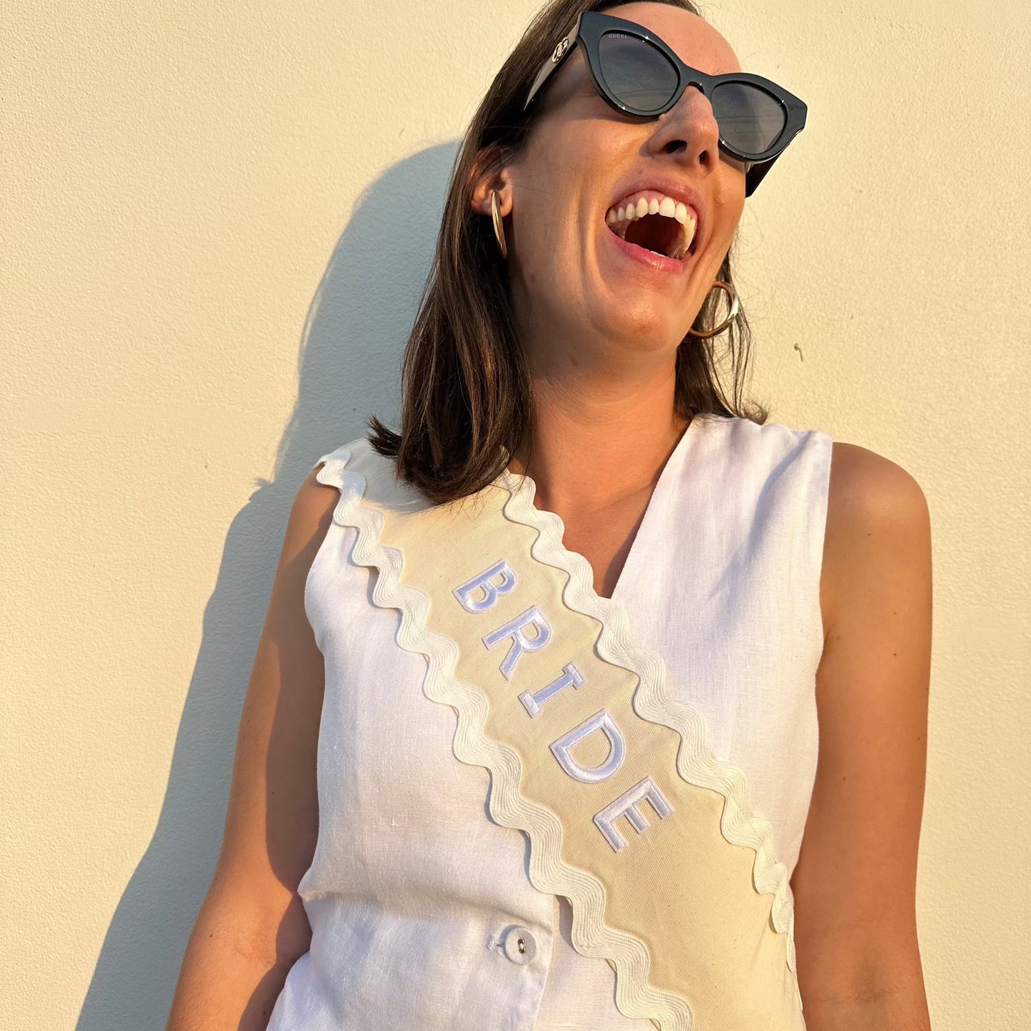 The Original Custom Party Sash - White / Natural