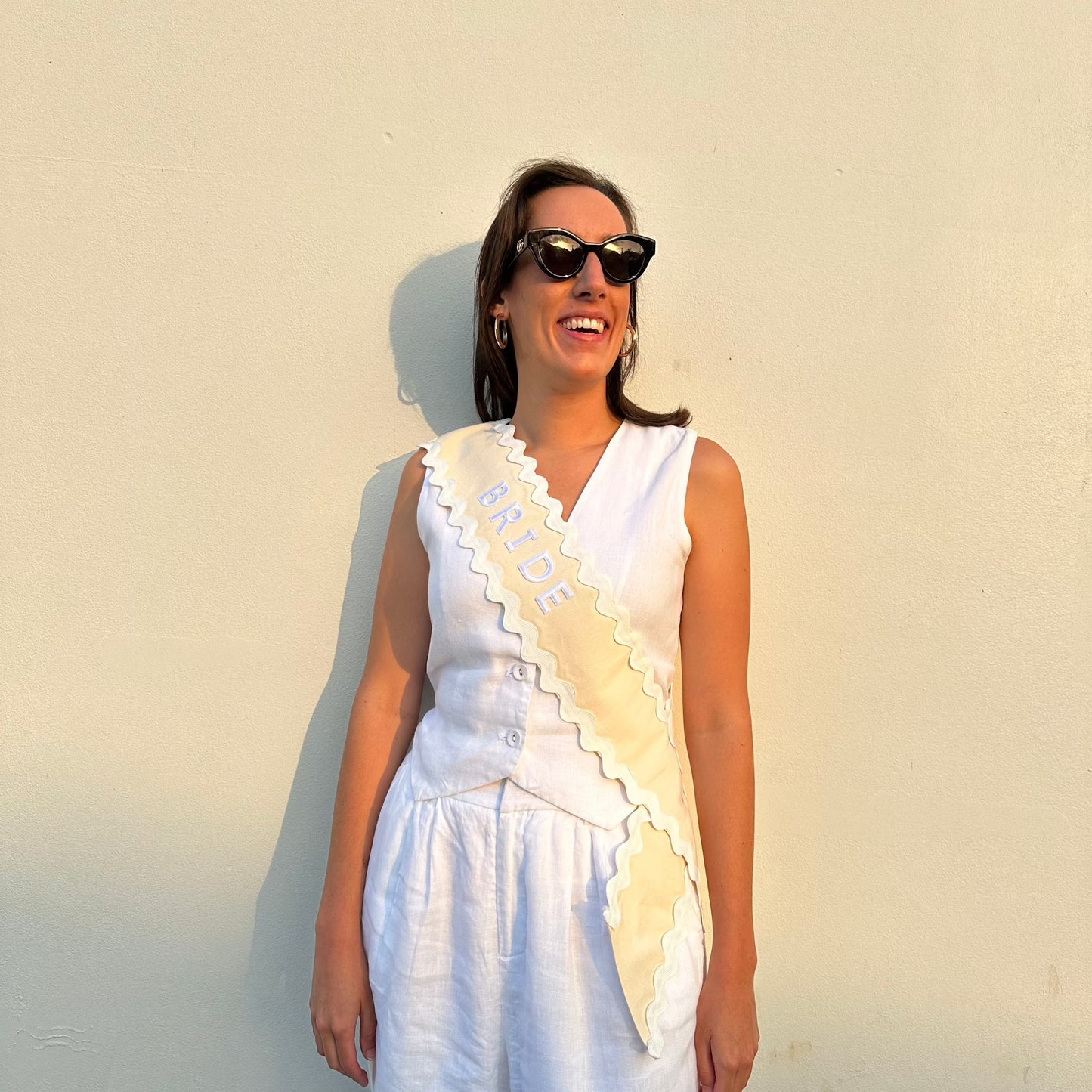 The Original Custom Party Sash - White / Natural